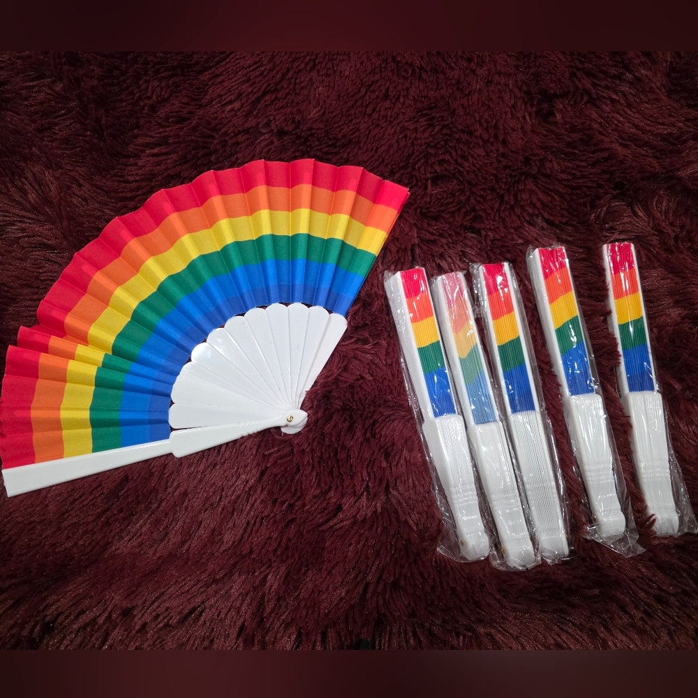 Rainbow Hand Fan Set - Multicolor 5 total
